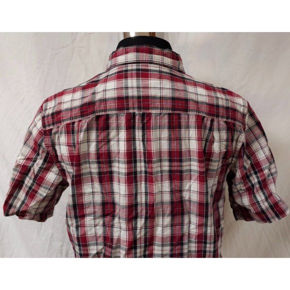Carhartt Relaxed Fit Mens Medium Reg Red Plaid Short Sleeve Button Work Shirt - Picture 9 of 12